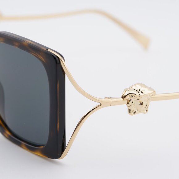 Versace VE4502U 108/87 Sunglasses Havana/Gold Square Frame, Grey Lenses - Picture 7 of 9